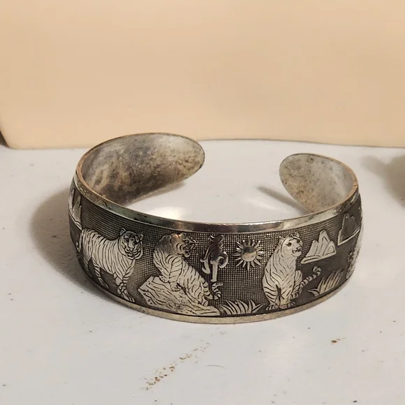 Bold Gold Chunky Knot Red Silver Tone Necklace Tiger Rhinestone Bracelets Huge - Picture 7 of 16